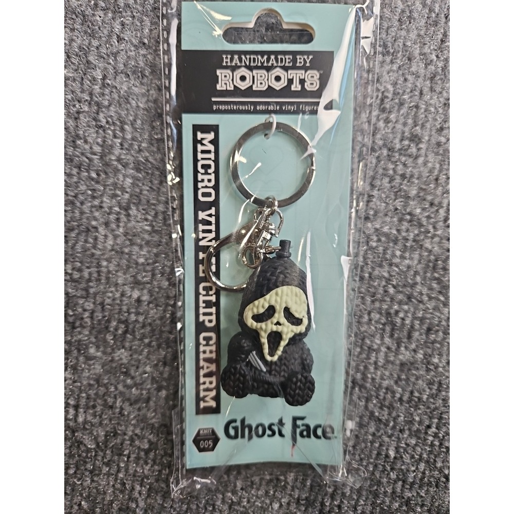 Ghost Face (Glow) Handmade By Robots micro vinyl Clip Charm,Keychain BRAND NEW